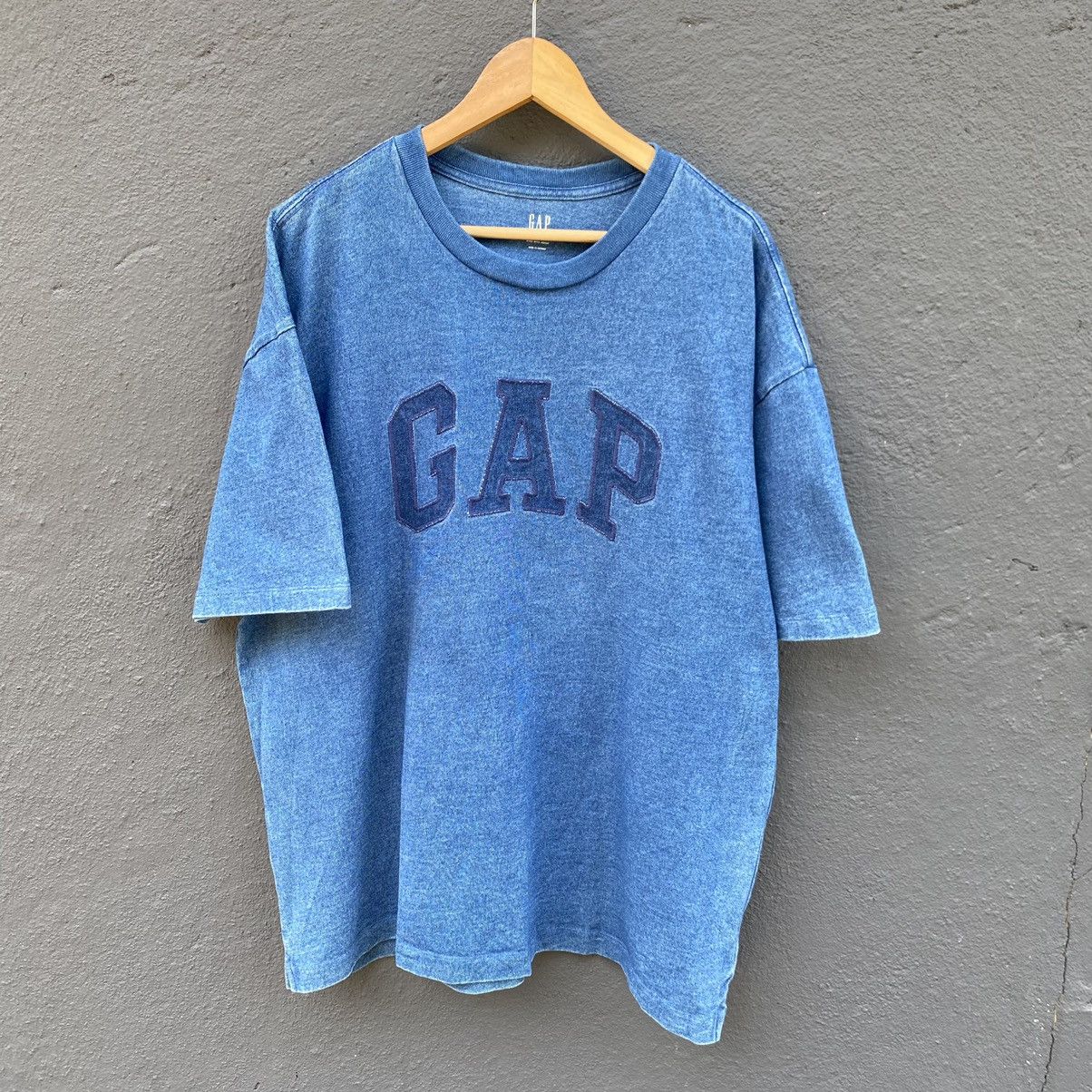 Faded Gap Big Logo Dyed With Indigo Oversized Tee Hoodie, Sweatshirt | FlexRushtees.com