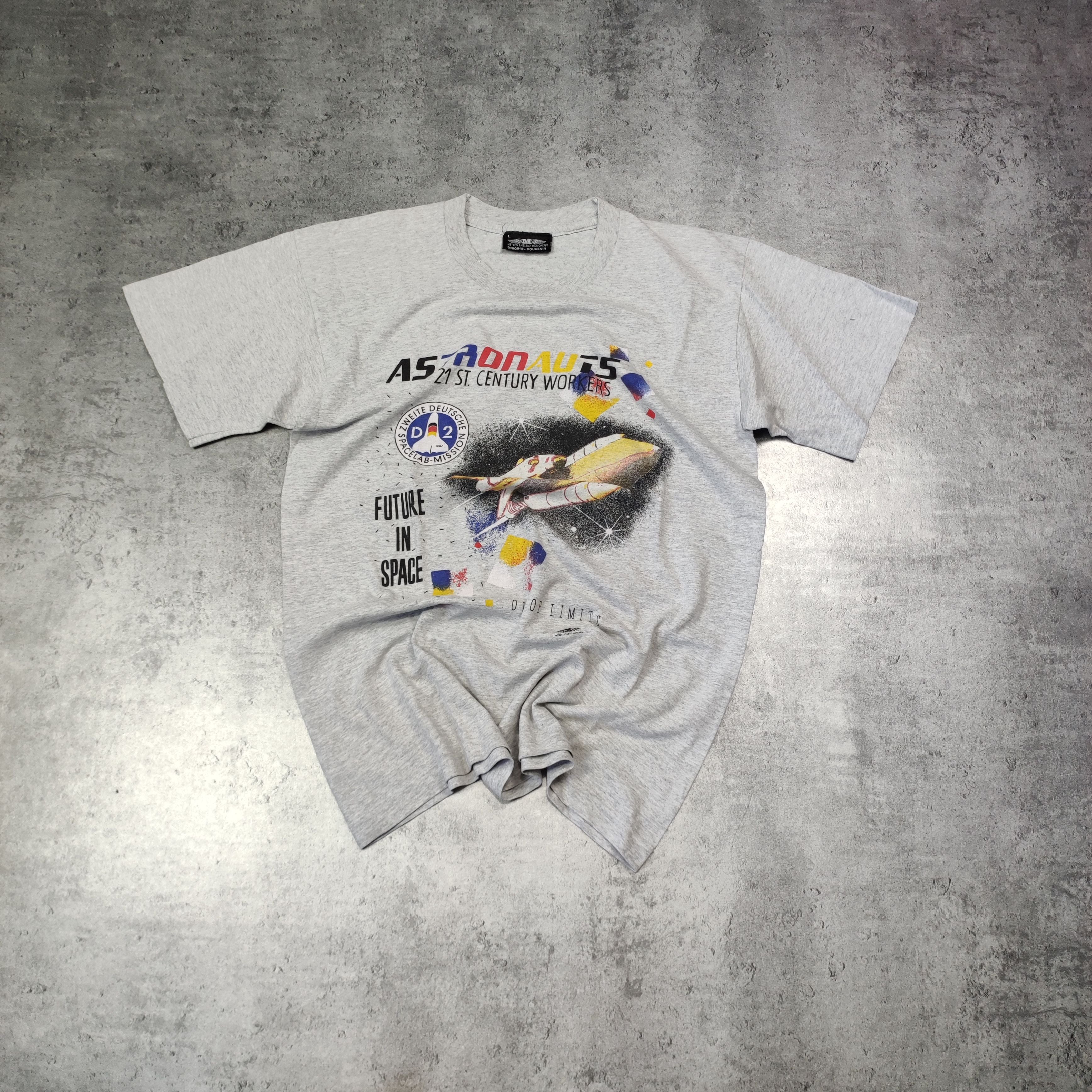 Vintage Rare 90s Astronauts Future In Space Gray Tee