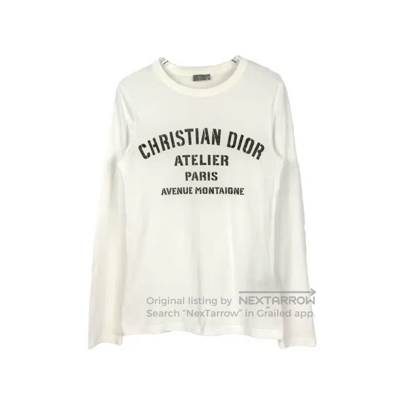 Dior White Slogan Logo Long Sleeves