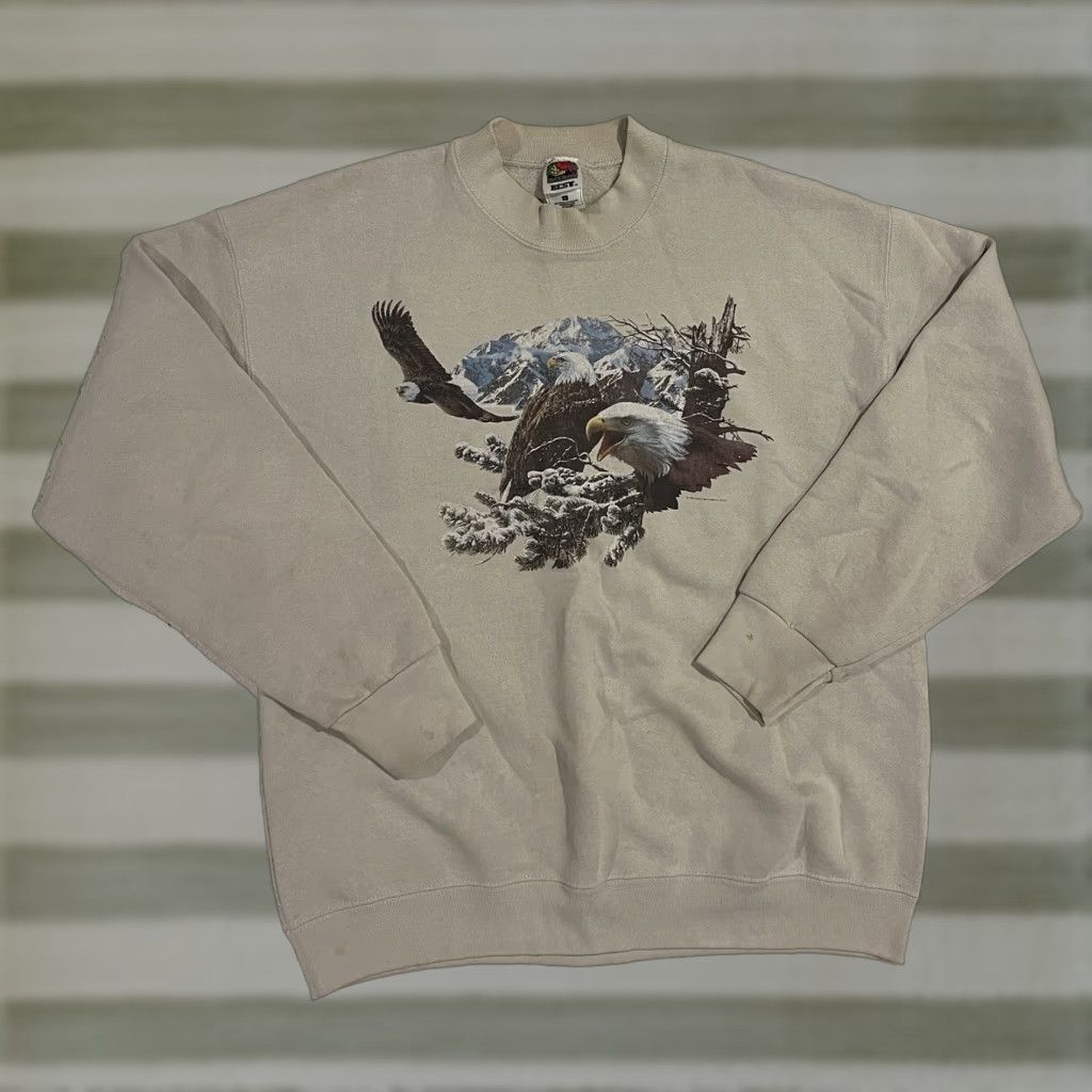 Fruit Of The Loom Vintage Fruit Of The Loom Eagle Mountain Crewneck Sweatshirt Mens Large Beige Pull T-Shirts, Hoodie