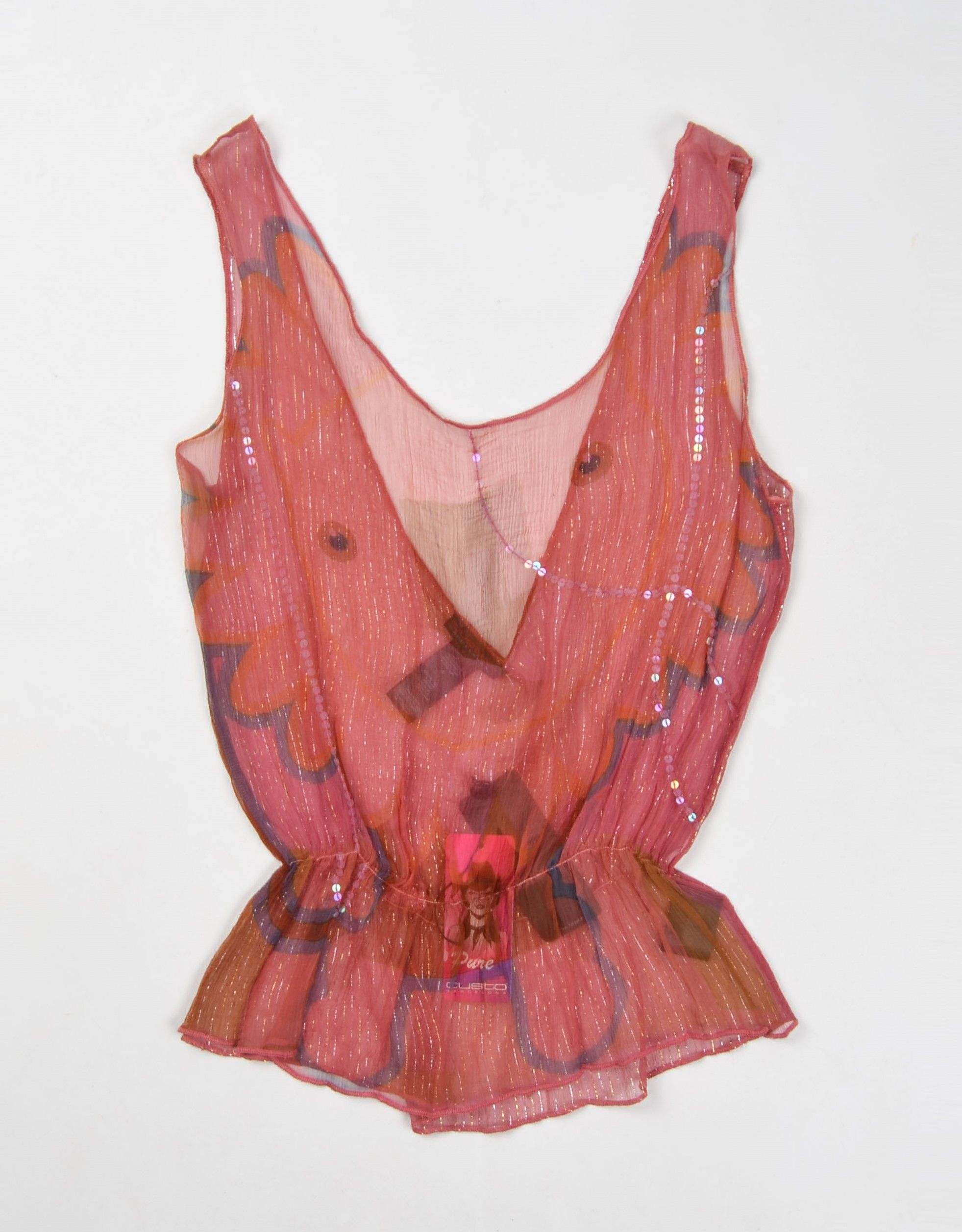 Barcelona Custo Barcelona Y2k Sheer Sparkle Beaded Coquette Top