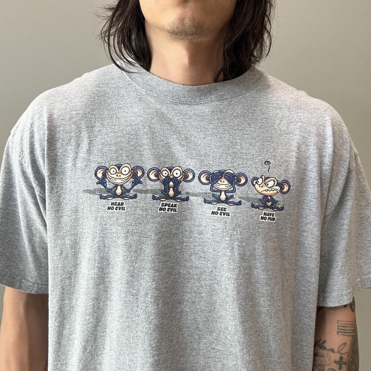 Vintage Hear Speak See No Evil Have No Fun Monkey Tee Xl Hoodie, Sweatshirt | FlexRushtees.com