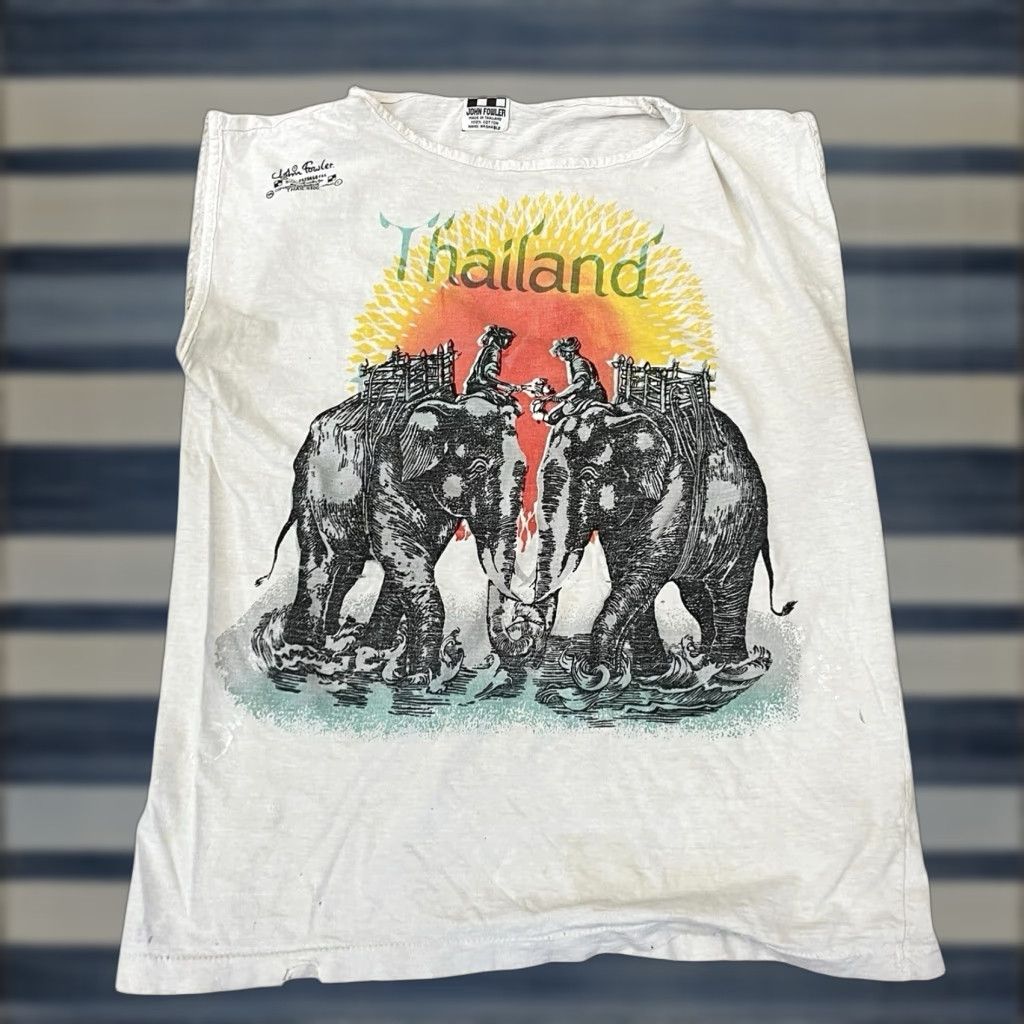 Vintage John Fowler Thailand T Shirt 70s Shirt Adult M White 1970s Graphic Tee Mens