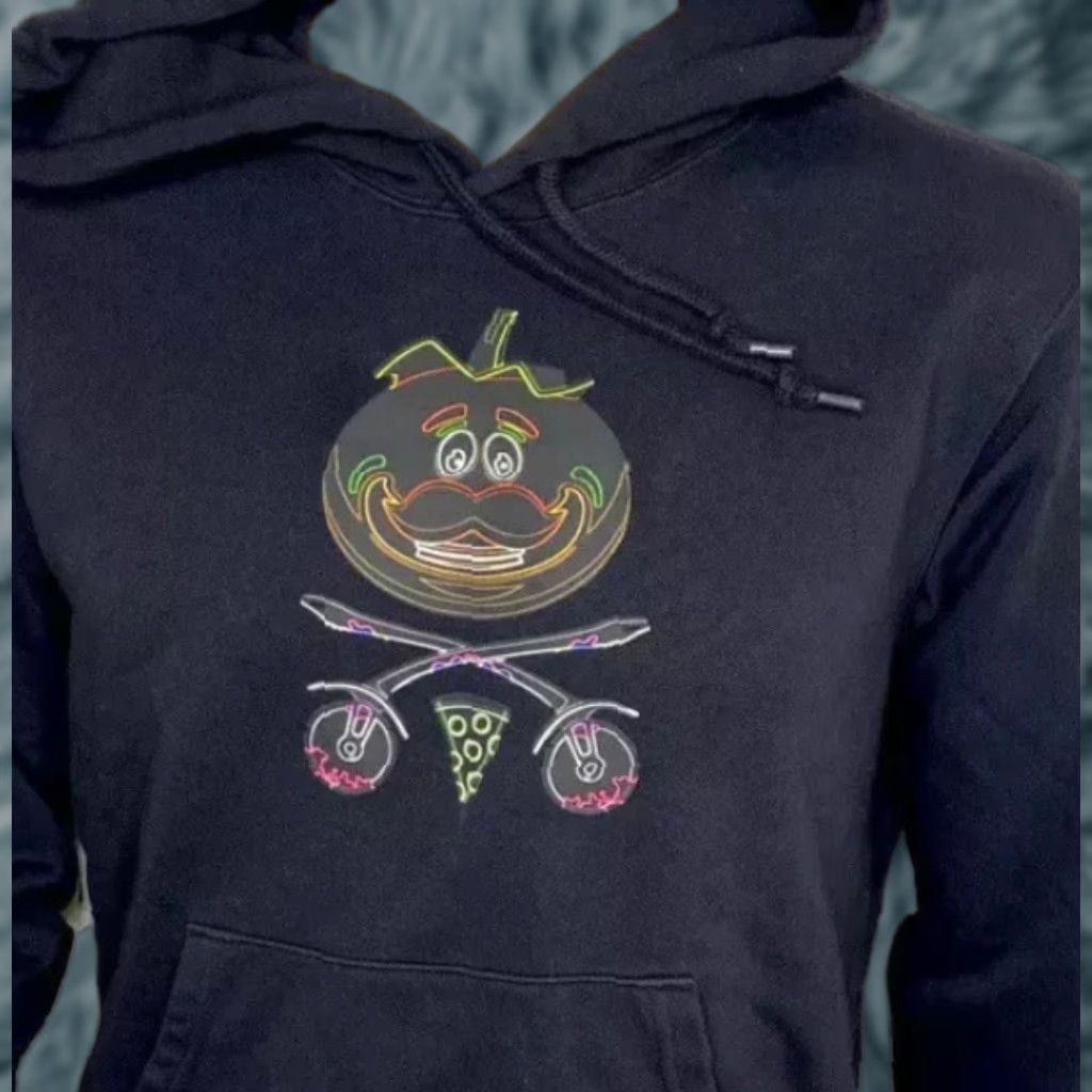 Fortnite Hoodie Tomato Head Sweatshirt Pullover Graphic Men Sz Small Black Hooded Pu