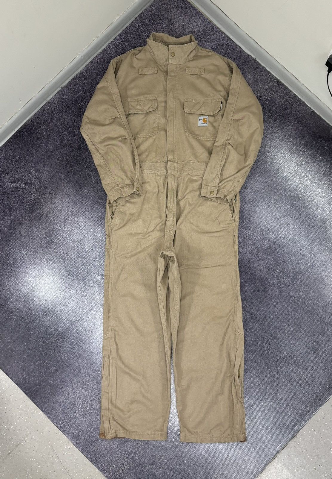 Vintage Carhartt Flame Resistant Utility Work Beige Coverall