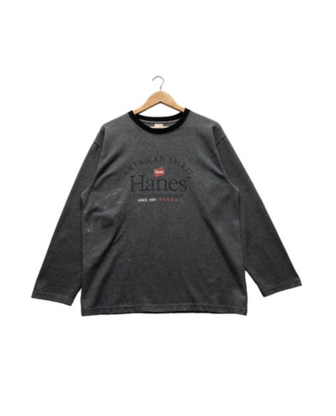Vintage Hanes Long Sleeve Big Logo American Spirit Sweater