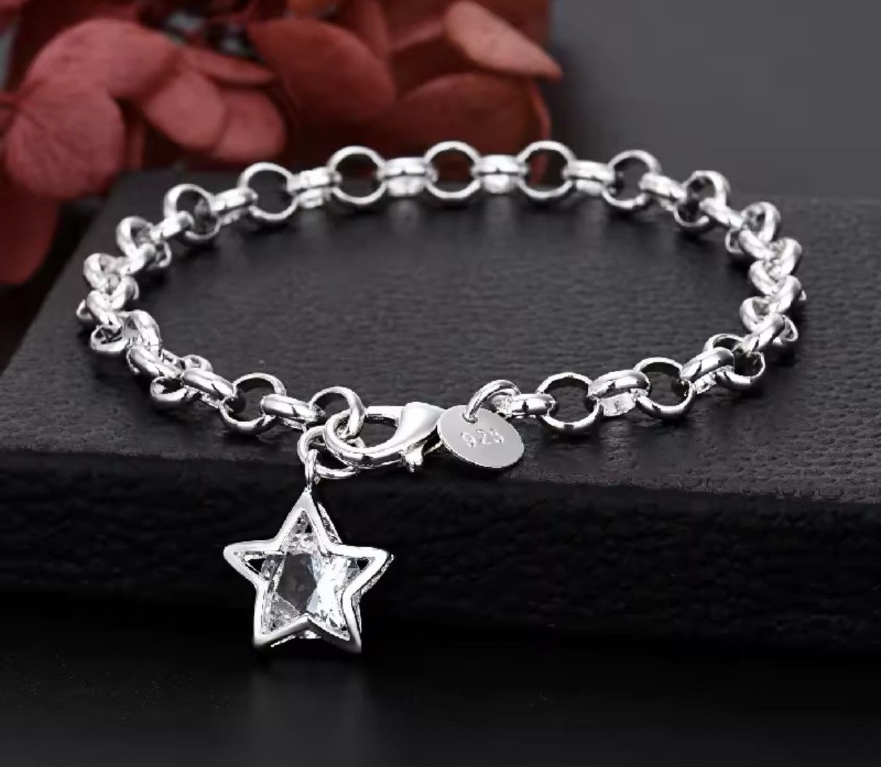 Silver 925 Sterling Silver Shining Crystal Star Bracelets