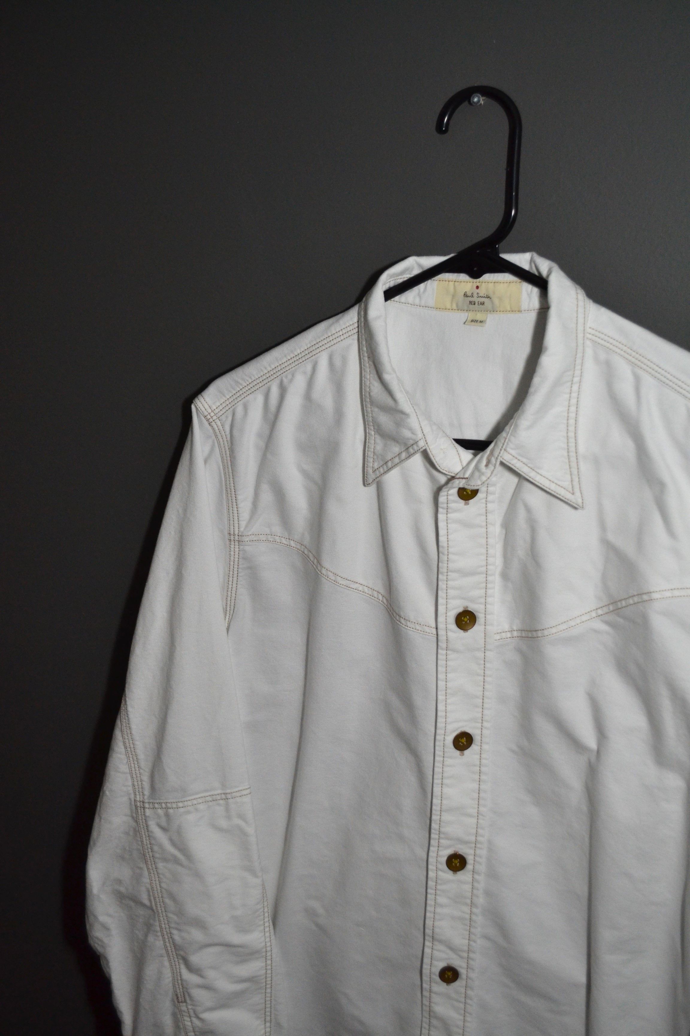 Smith Paul Smith Red Ear Japan Workwear M White Thick Cotton Shirt Hoodie, Sweatshirt | AU16VibeMintTees.com