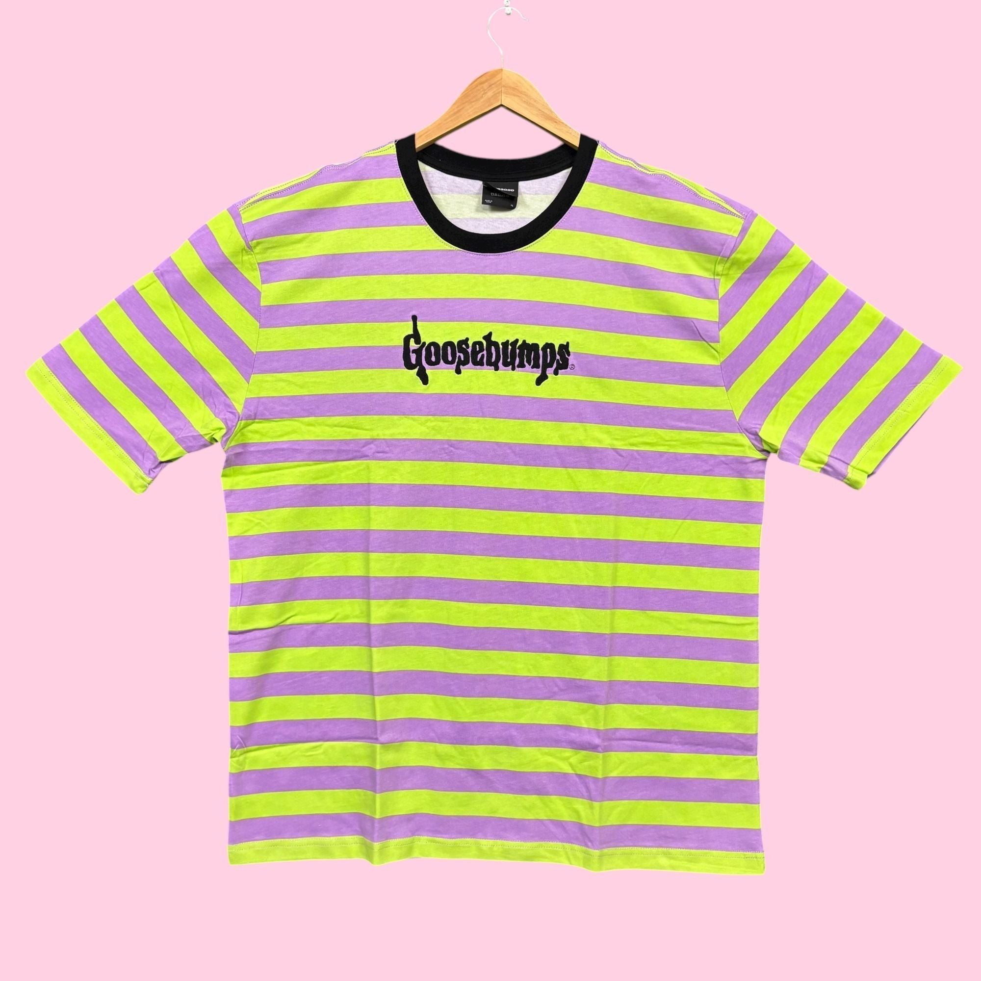 Goosebumps Logo Stripped Oversized Tee Xl Hoodie, Sweatshirt | FlexRushtees.com