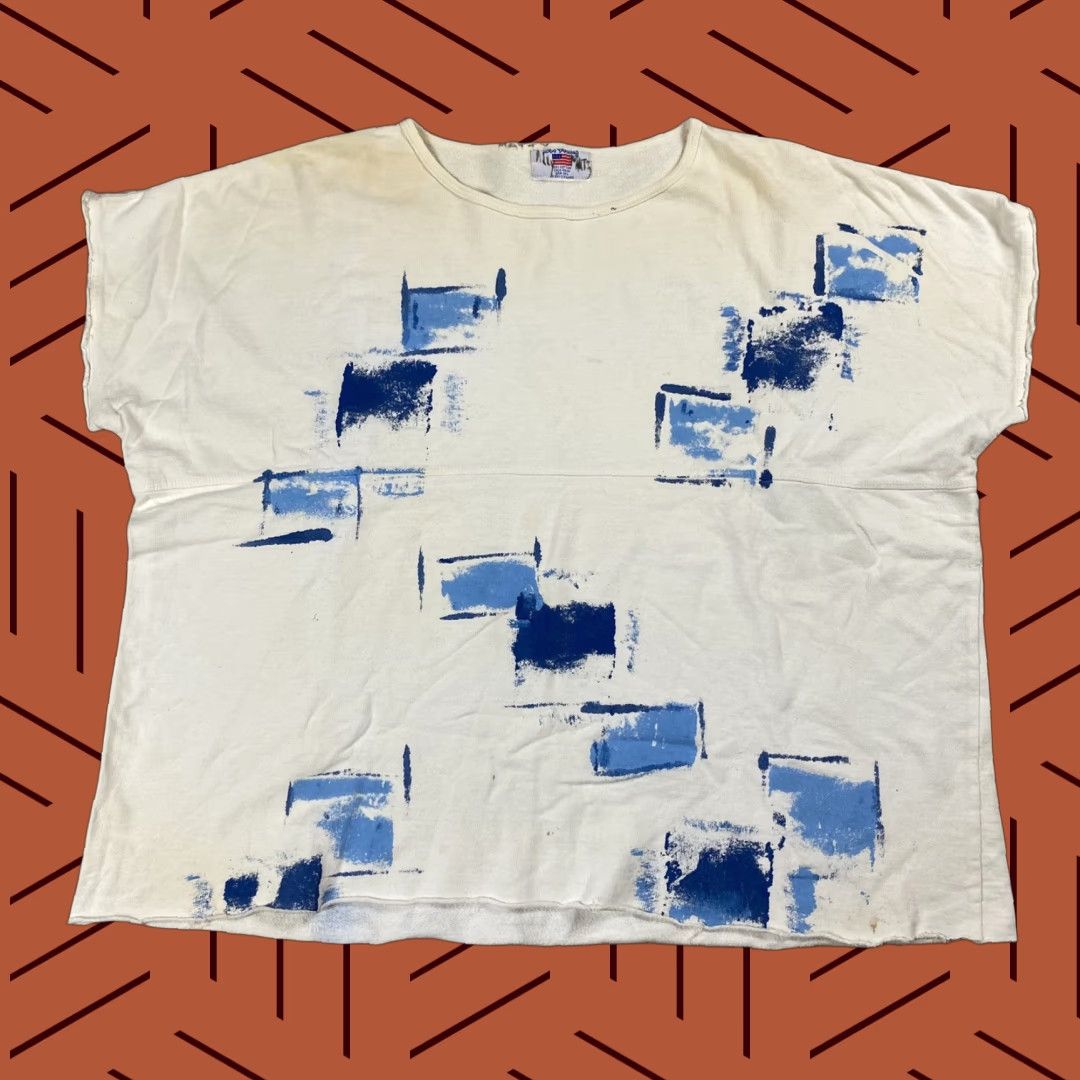 Vintage Vtg 80s 90s Cutoff Sleeveless White Paint Artists Shirt Usa Boxy Not French Hoodie, Sweatshirt | FlexRushtees.com