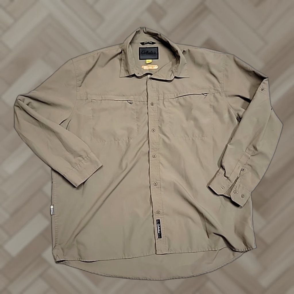 Vintage Cabela S Shirt 2xl Beige Upf 50 Wicking Xpc Insect Defense Outdoor Hiking Mens Hoodie, Sweatshirt | FlexRushtees.com