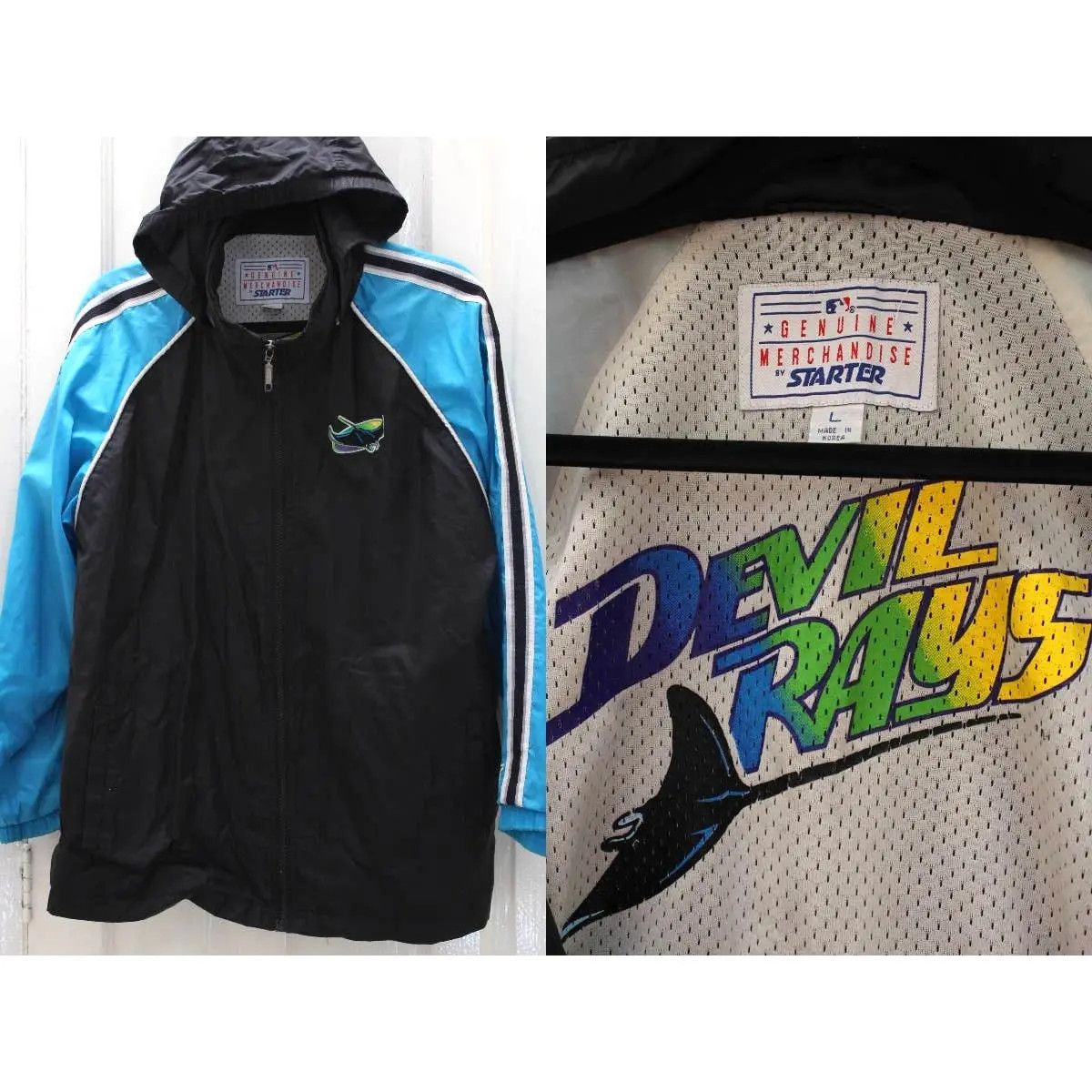 Starter Tampa Bay Devil Rays 90s Starter Windbreaker L Black Mlb Vtg