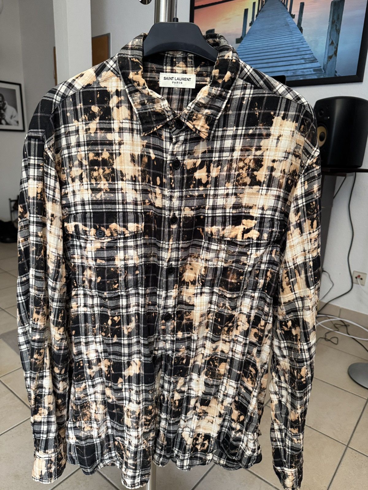 Saint Laurent Paris Bleach Flannel Oversized Ss16