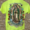 Vintage Jerzees Virgin Mary T Shirt Large Safety Green 90s Religious Mens Hoodie, Sweatshirt | FlexRushtees.com