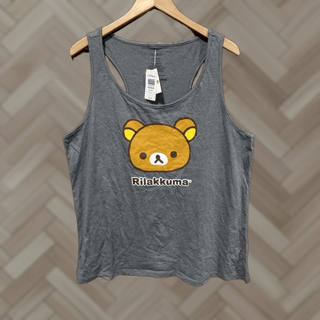 Torrid Rilakkuma Bear Racerback Tank Top T Shirt Women Plus Size Heather Grey Sleeveless Nwt