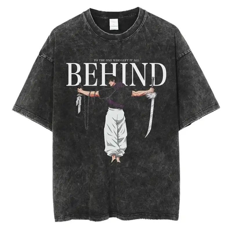 Japanese Brand Graphic Print Jujutsu Kaisen Washed T Shirt