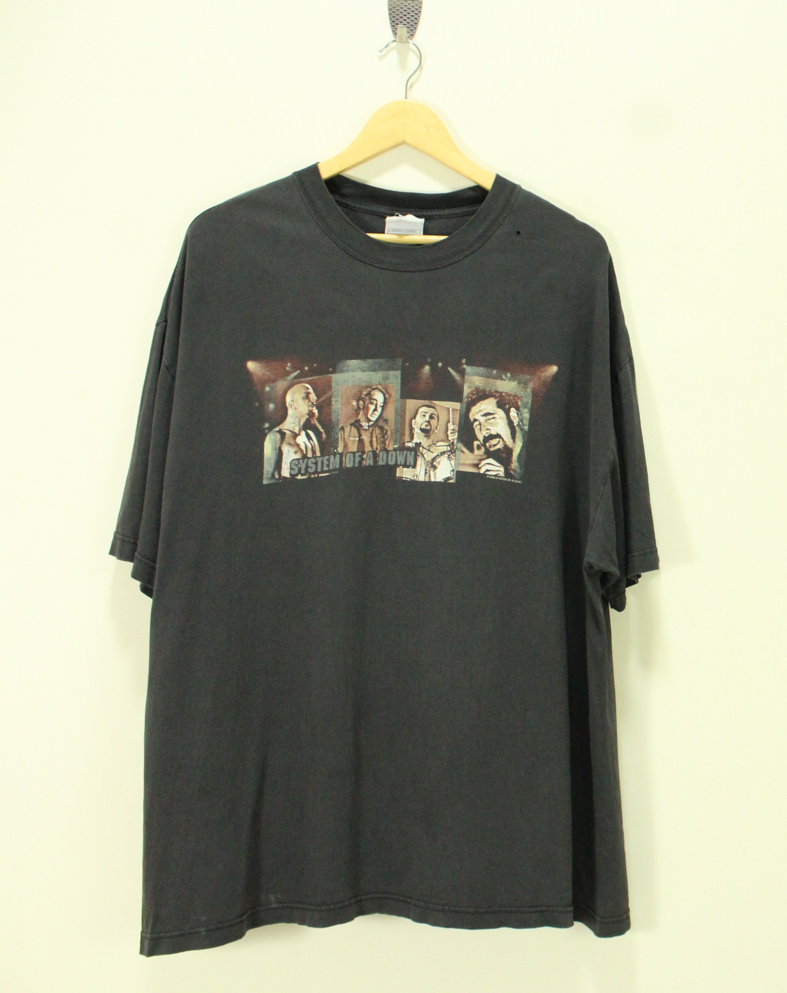 Band Tees Faded Black Vintage System Of A Down T Shirt Distressed Hoodie, Sweatshirt | FlexRushtees.com