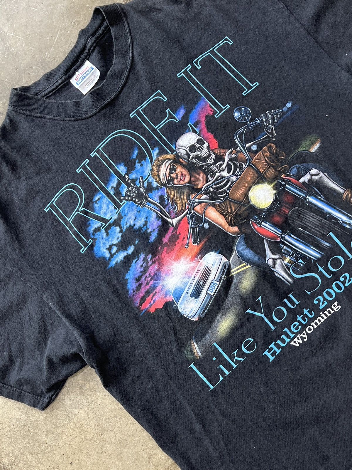 Vintage Ride It Like You Stole It Motorcycle Skeleton Tee Xl Hoodie, Sweatshirt | FlexRushtees.com
