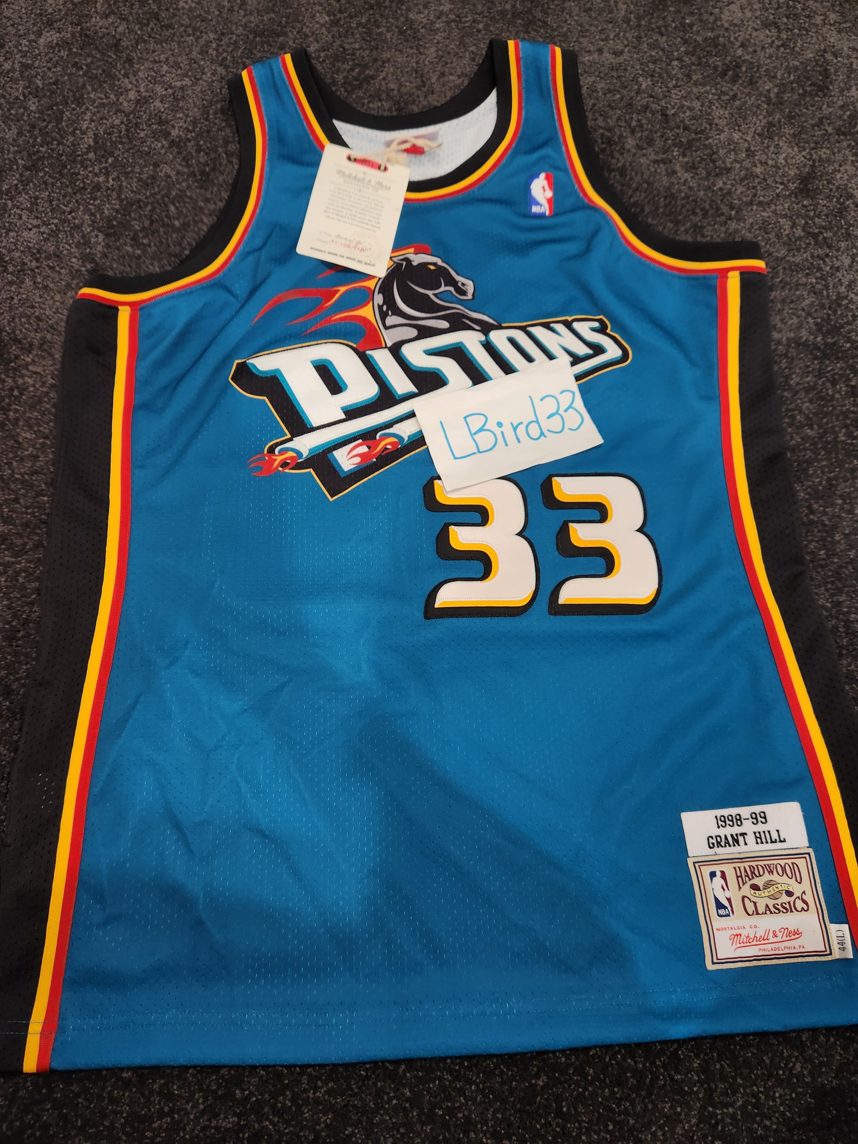Nba Detroit Pistons Grant Hill Authentic Game Jersey L