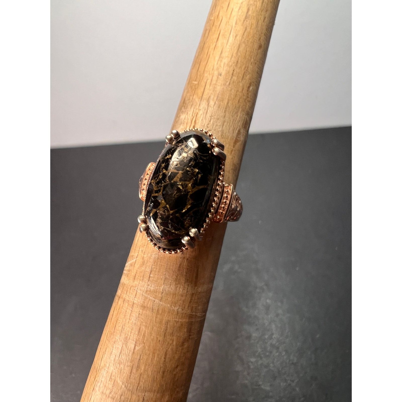 Other New Matrix Shungite Ring In Rose Gold Over Cu Size 7