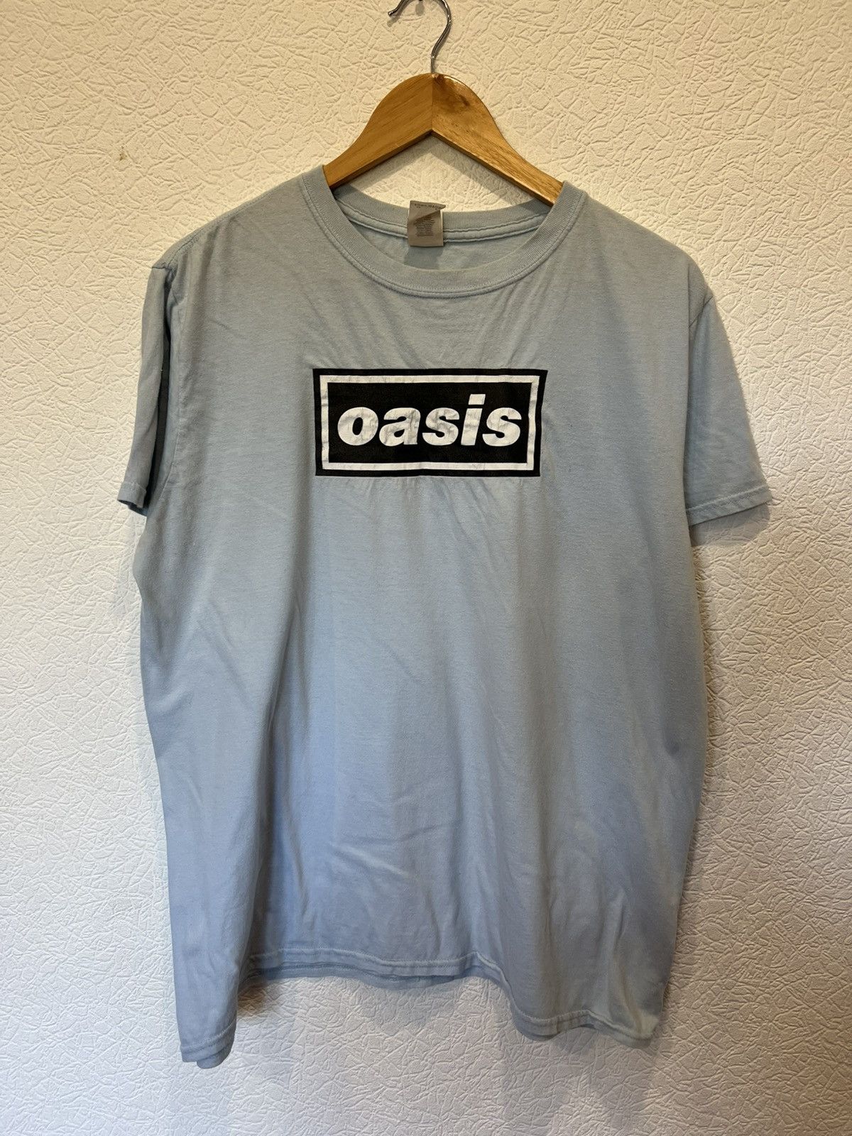 Fruit Of The Loom Oasis Definitely Maybe Blue T Shirt Tee Band Rock Hoodie, Sweatshirt | FlexRushtees.com