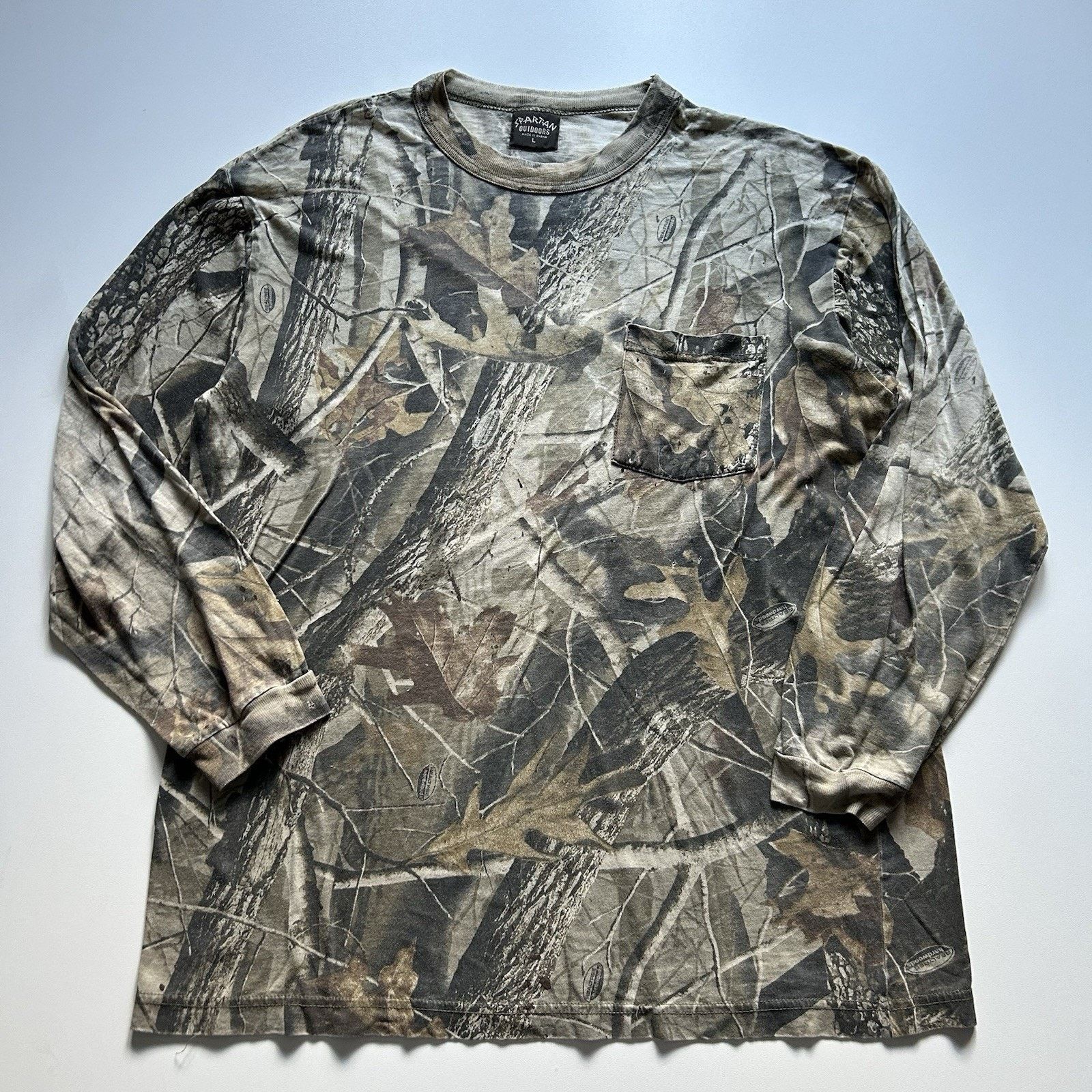 Vintage 90s Realtree Camo T Shirt Pocket Long Sleeve Large