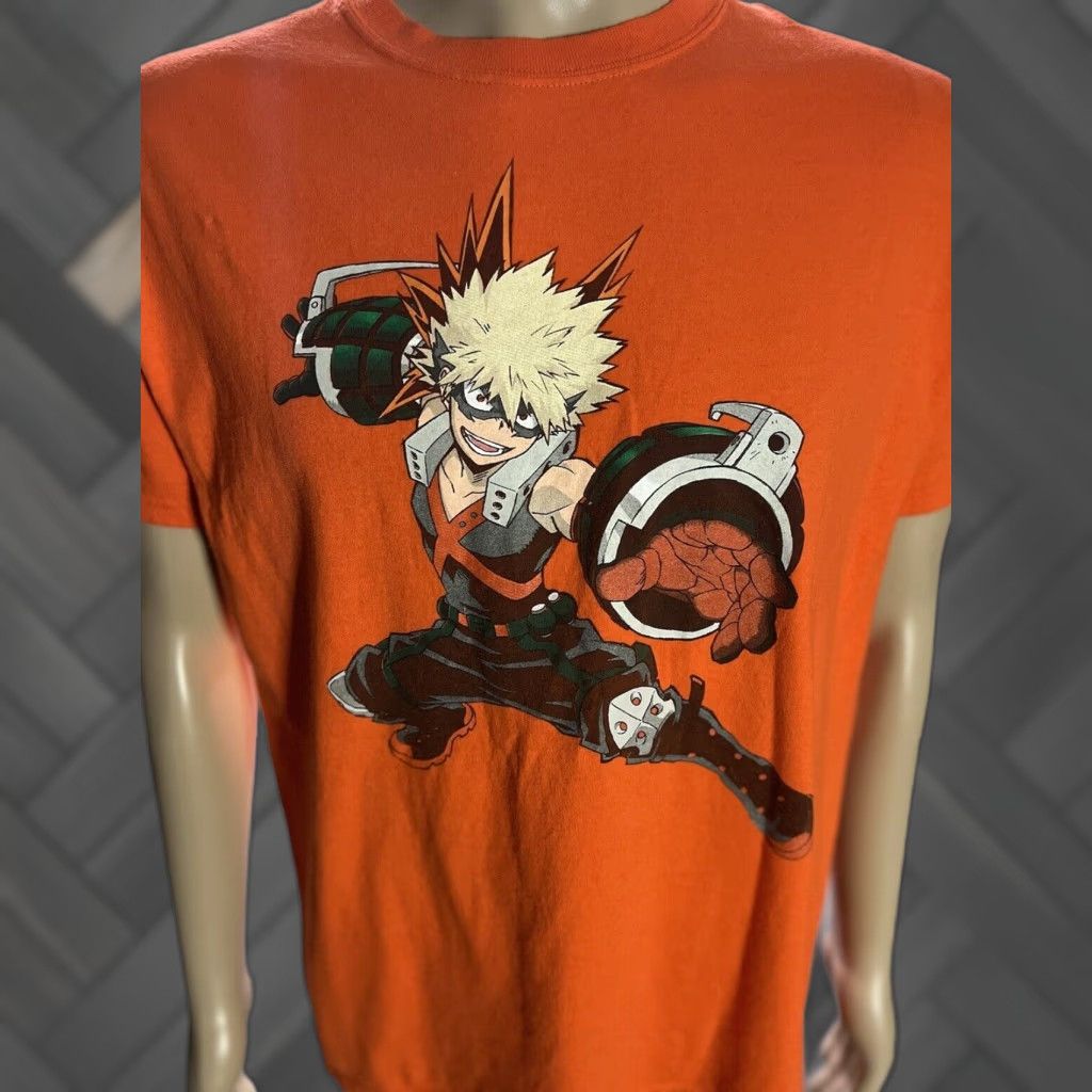 Vintage My Hero Academia Bakugo Graphic T Shirt Unisex Adults Large Orange Anime 2010s Hoodie, Sweatshirt | FlexRushtees.com
