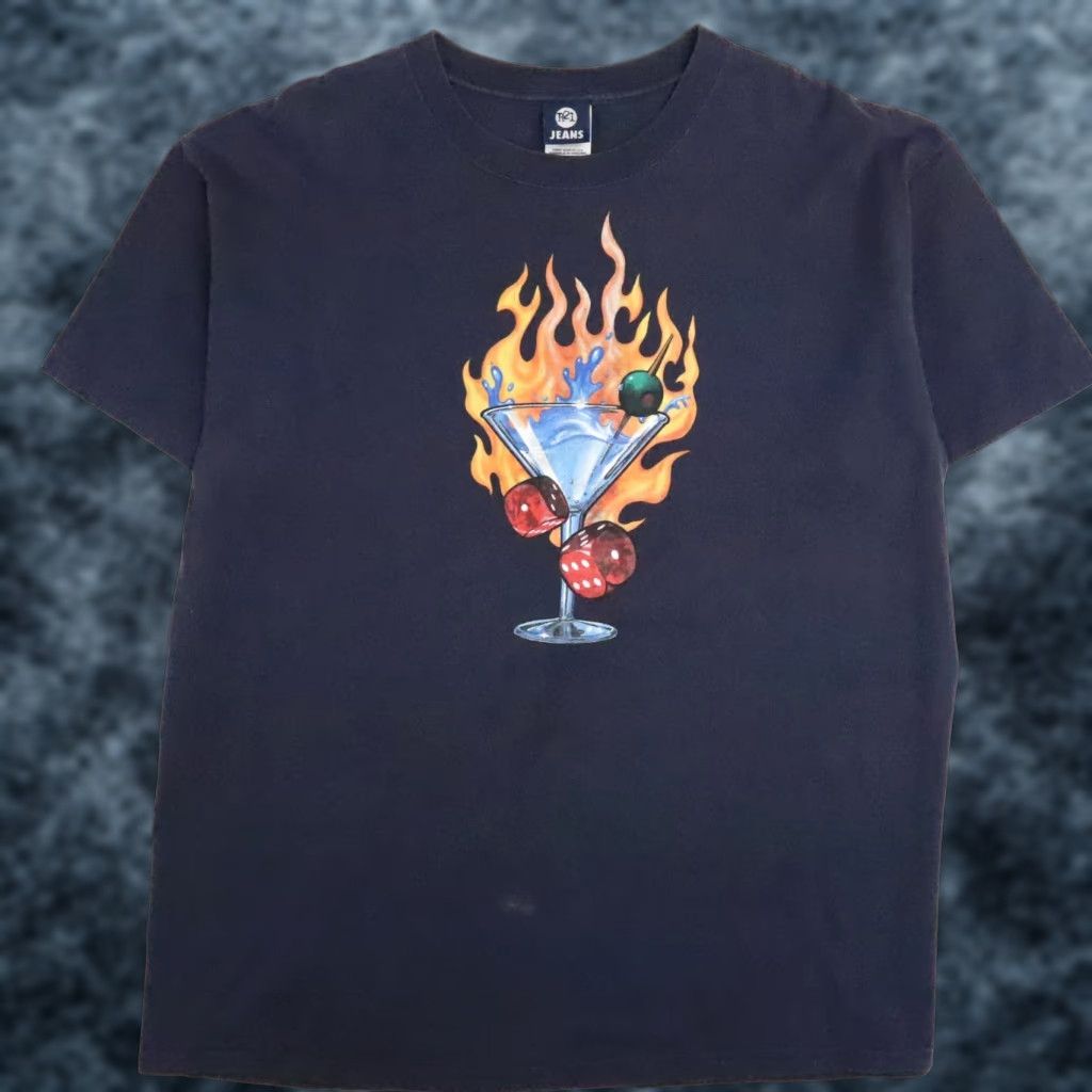 Vintage Dice Martini Glass T Shirt Xl Men Xl Blue Cotton Graphic Print Hoodie, Sweatshirt | FlexRushtees.com