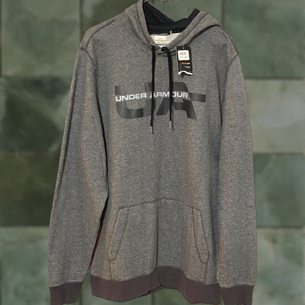 Under Armour Vintage No Under Armour All Weather Gear Large Fleece Logo Hoodie Men L Gray Logo Hoodi