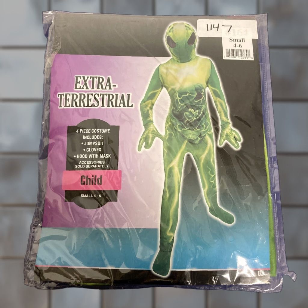 Vintage Green Halloween Costume Extra Terrestrial Child Size 4 User Extra Terrestrial Green Hallowee