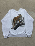 Vintage 1990 Jerzees Cougar On A Tree Grey Sweater Size Xl