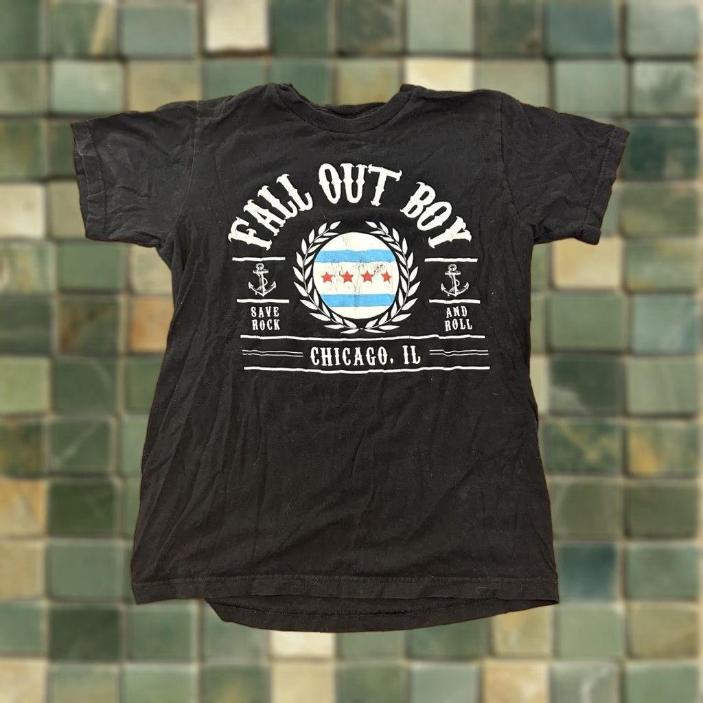 Vintage Fall Out Boy Save Rock Roll T Shirt Small Women S S Black Womens Hoodie, Sweatshirt | AU16VibeMintTees.com
