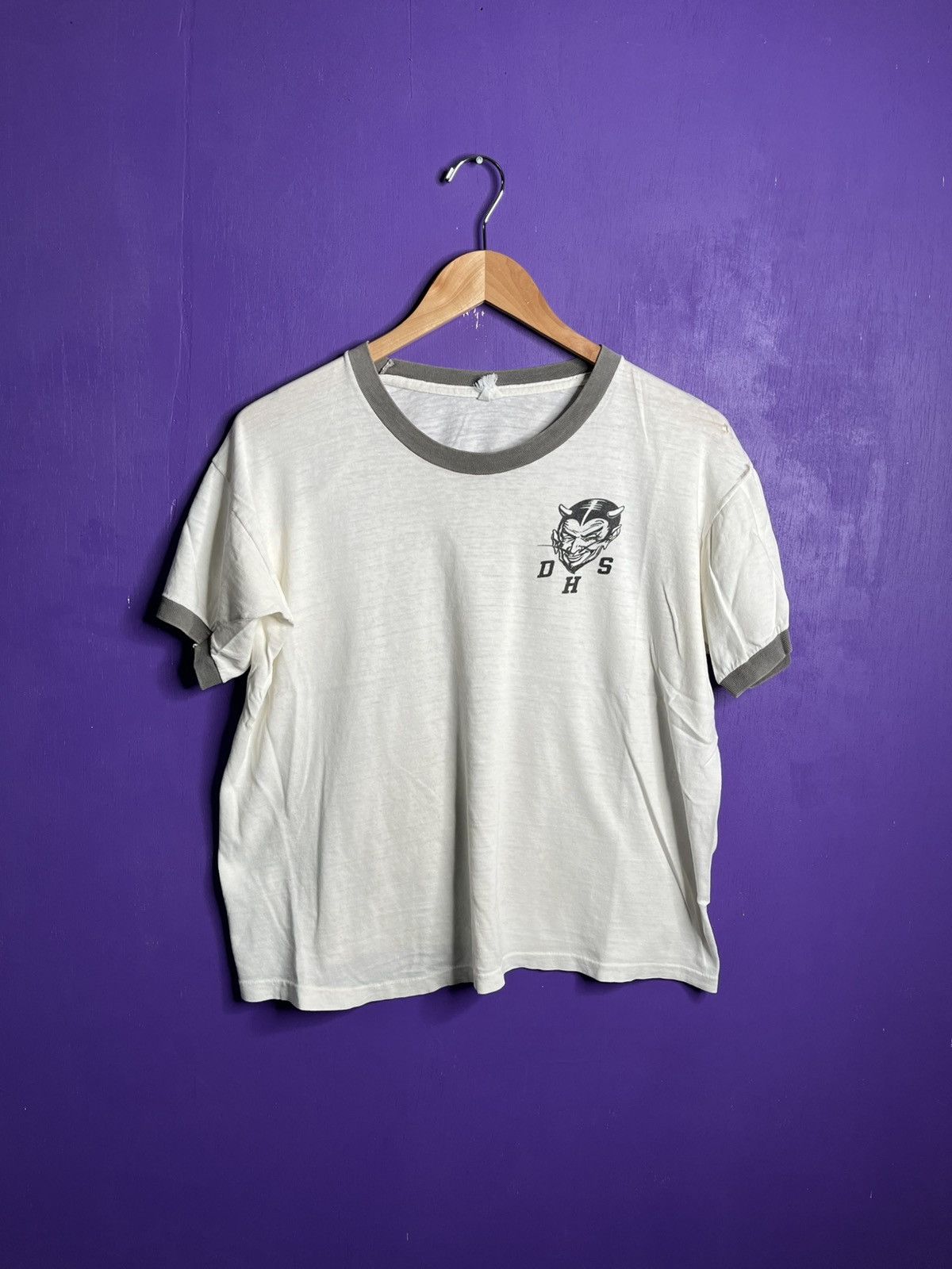 Vintage 60s Velva Sheen Dhs Devil Ringer T Shirt