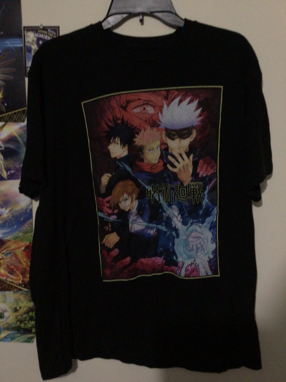 Anime Jujutsu Kaisen Shirt Mens Xl Black Graphic Short Sleeve