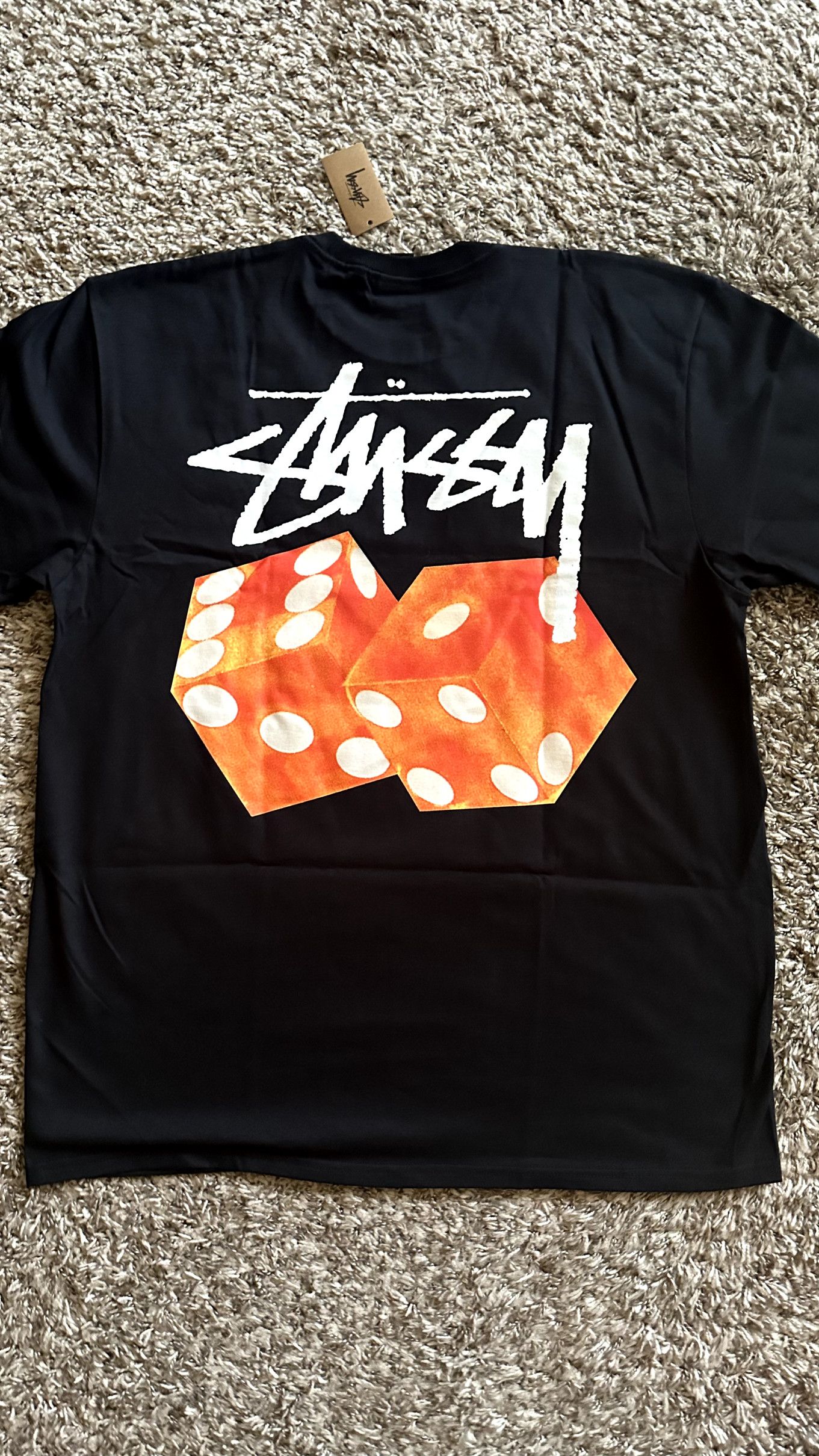 New Rare Stussy Diced Out Dice Black Logo Tee T Shirt L Hoodie, Sweatshirt | FlexRushtees.com