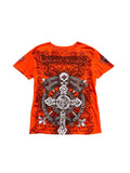 Japanese Brand Y2k Orange Afflication Tribal Aop Tee