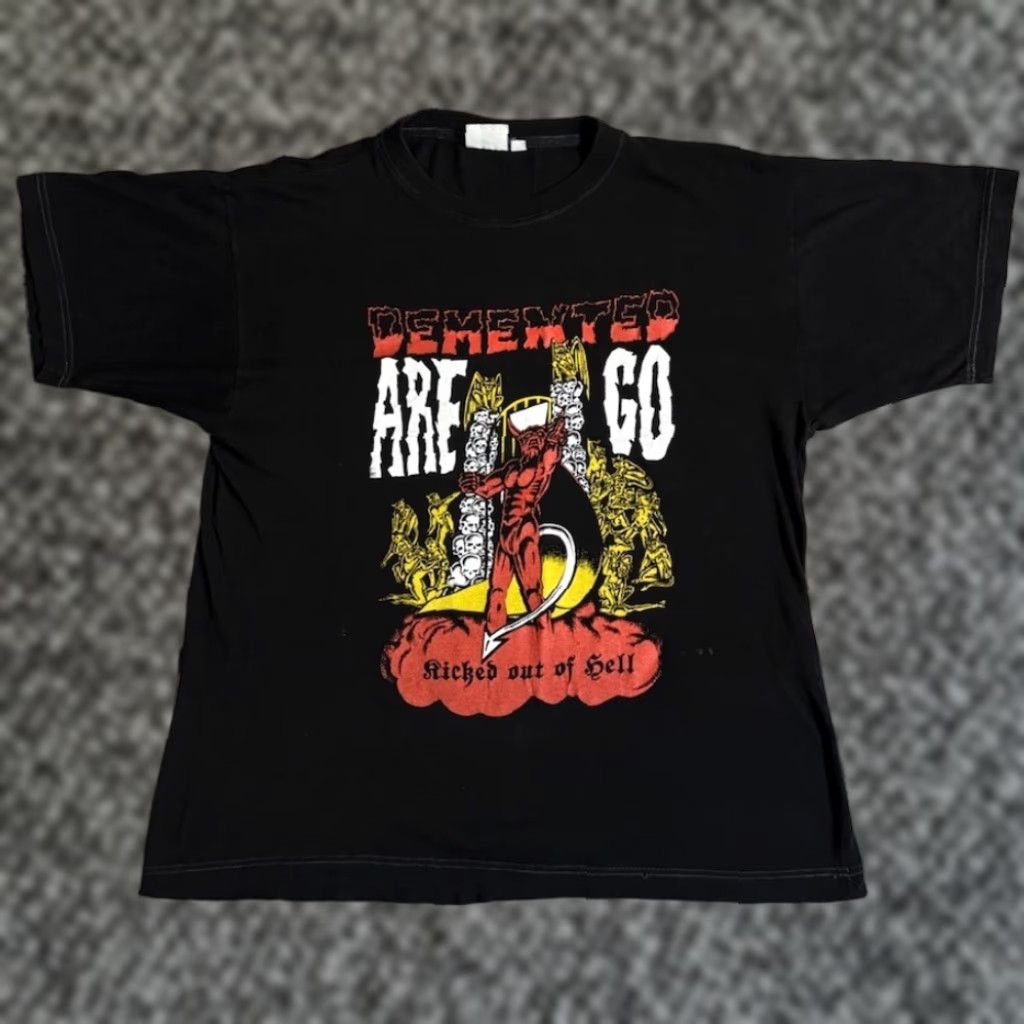 Vintage Demented Are Go Kicked Out Of Hell Concert T Shirt Xl Men Black Cotton 90s 80s Punk Hoodie, Sweatshirt