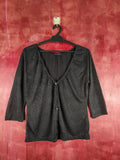Japanese Brand Vivere Black Shining Crochet Meshnet Knit Cardigan S1191