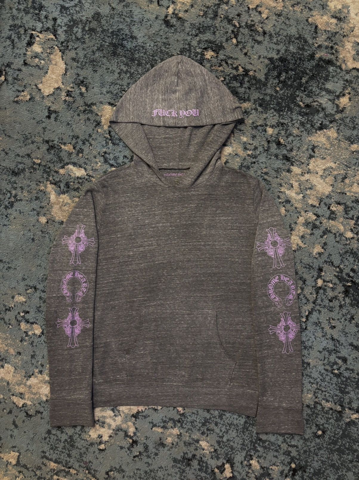 Hearts Chrome Hearts Grey Hoodie Purple Floral Small Worn Lightly