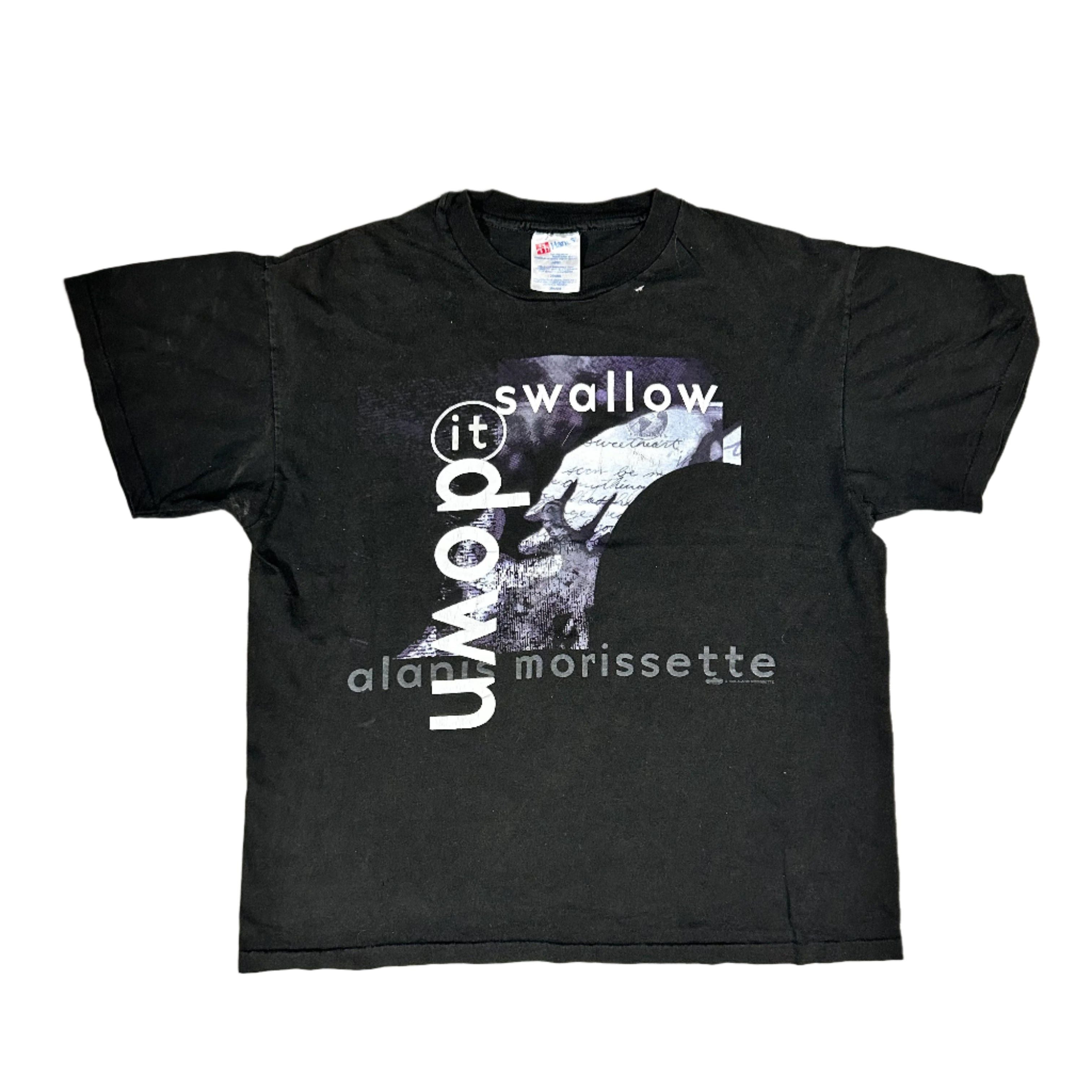 Hanes 90s Vintage Alanis Morissette Swallow It Down 1996 Tour Band T Shirt