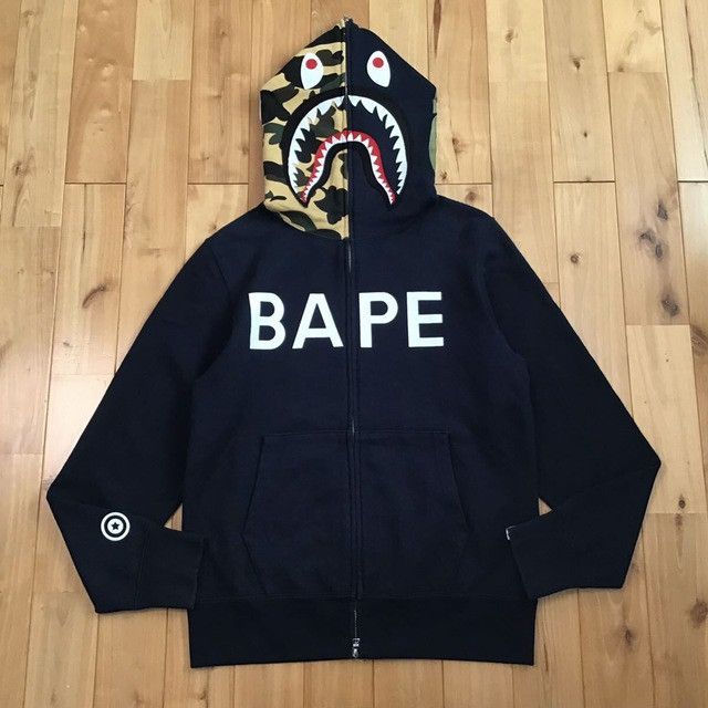 Bape Logo Shark Full Zip Hoodie A Bathing Ape Bape Camo