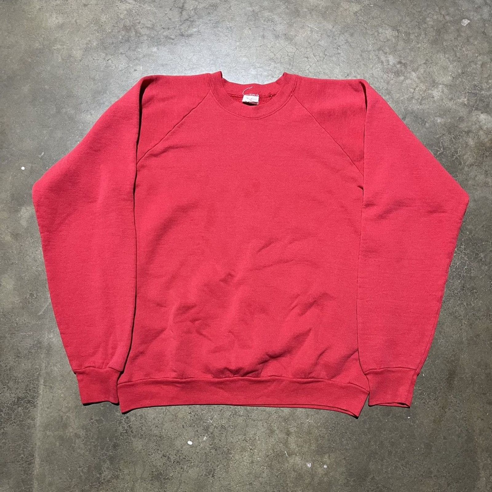 Vintage 90s Fruit Of The Loom Red Blank Boxy Sweatshirt