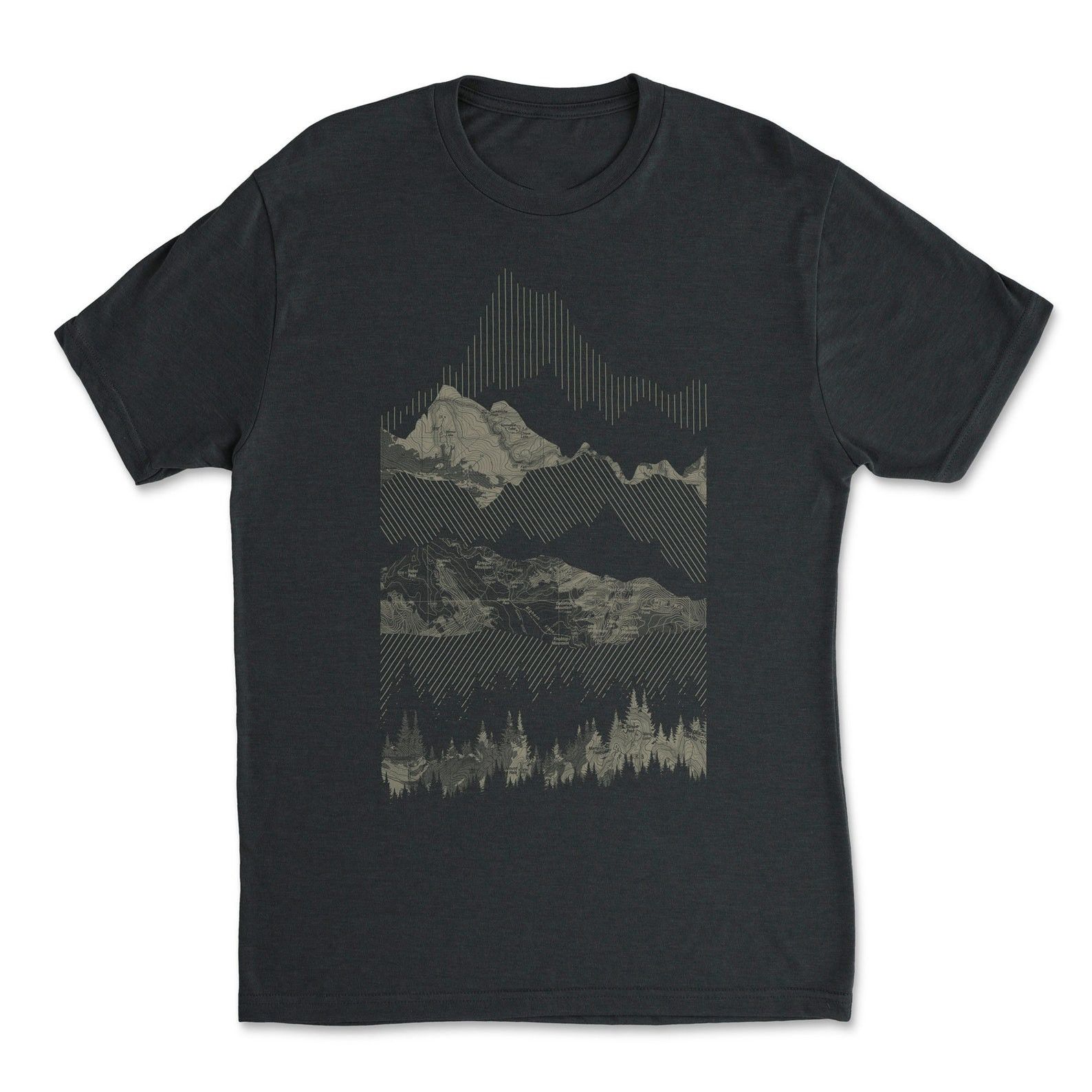 Vintage Mountain T Shirt Men Geometric Mountain Range Graphic Tee