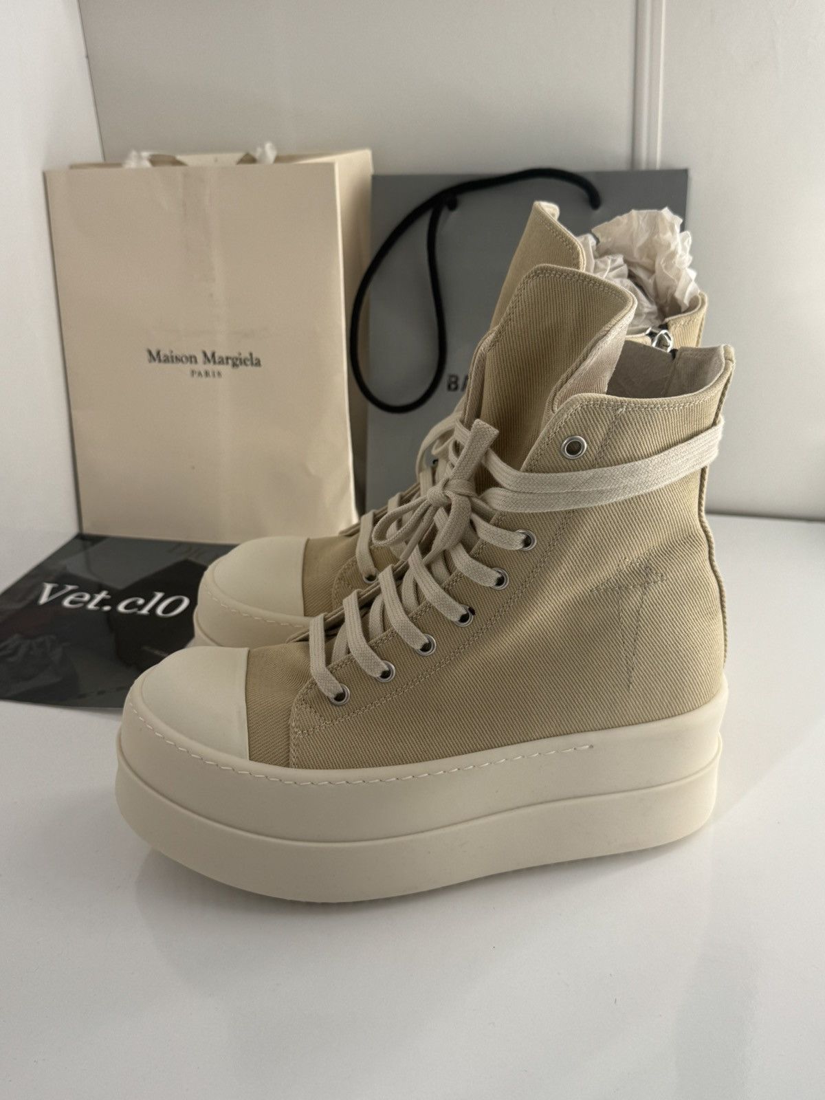 Owens Drkshdw Rick Owens Ramones Double Bumper Drkshdw Beige High 38 5
