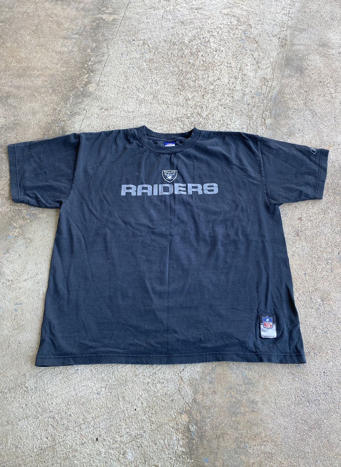 Vintage Y2k Reebok Raiders Football Faded Black Shirt