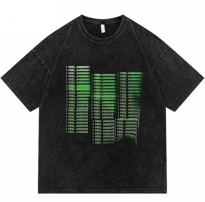 Vintage I Feel Anxious Black Printed T Shirt Tee Short Sleeve Hoodie, Sweatshirt | FlexRushtees.com