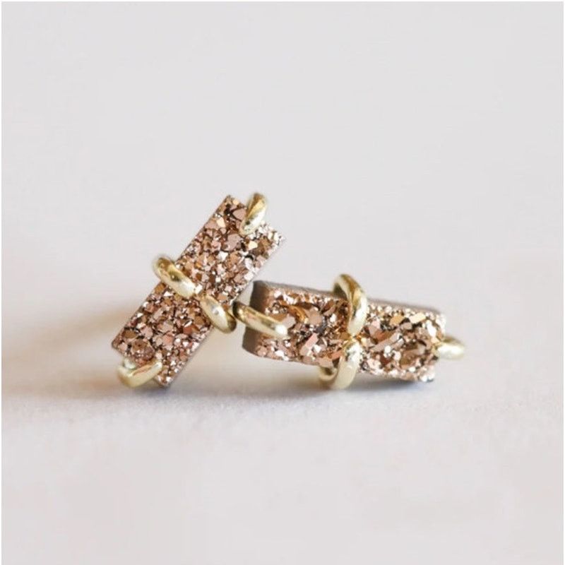 New Anthropologie Rose Gold Druzy Stone Gemstone Bar Earring T-Shirts, Hoodie, Sweatshirt | FlexRushtees.com