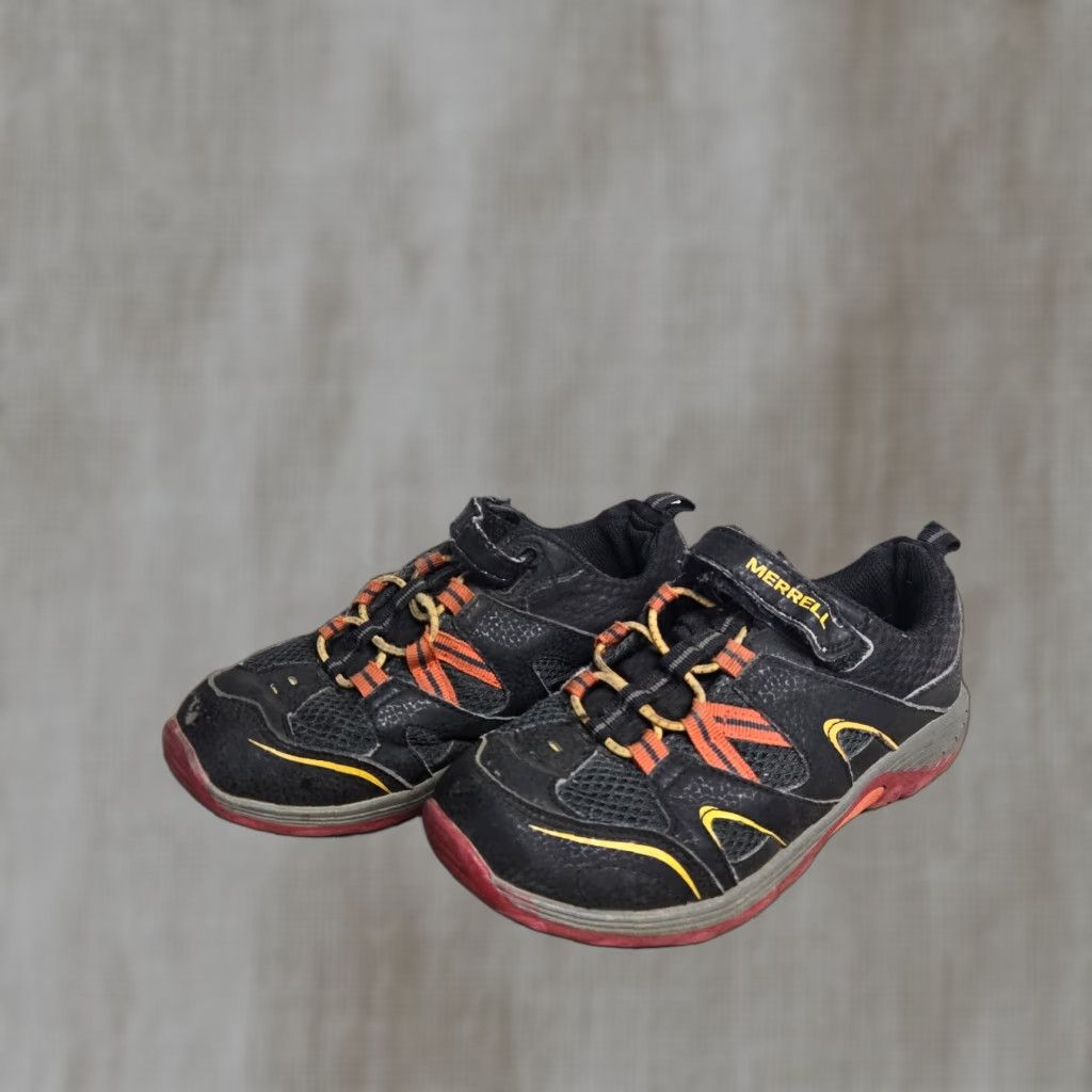 Merrell Chameleon Hiking Shoes Black Orange Low Top Round Toe Boys Size 5