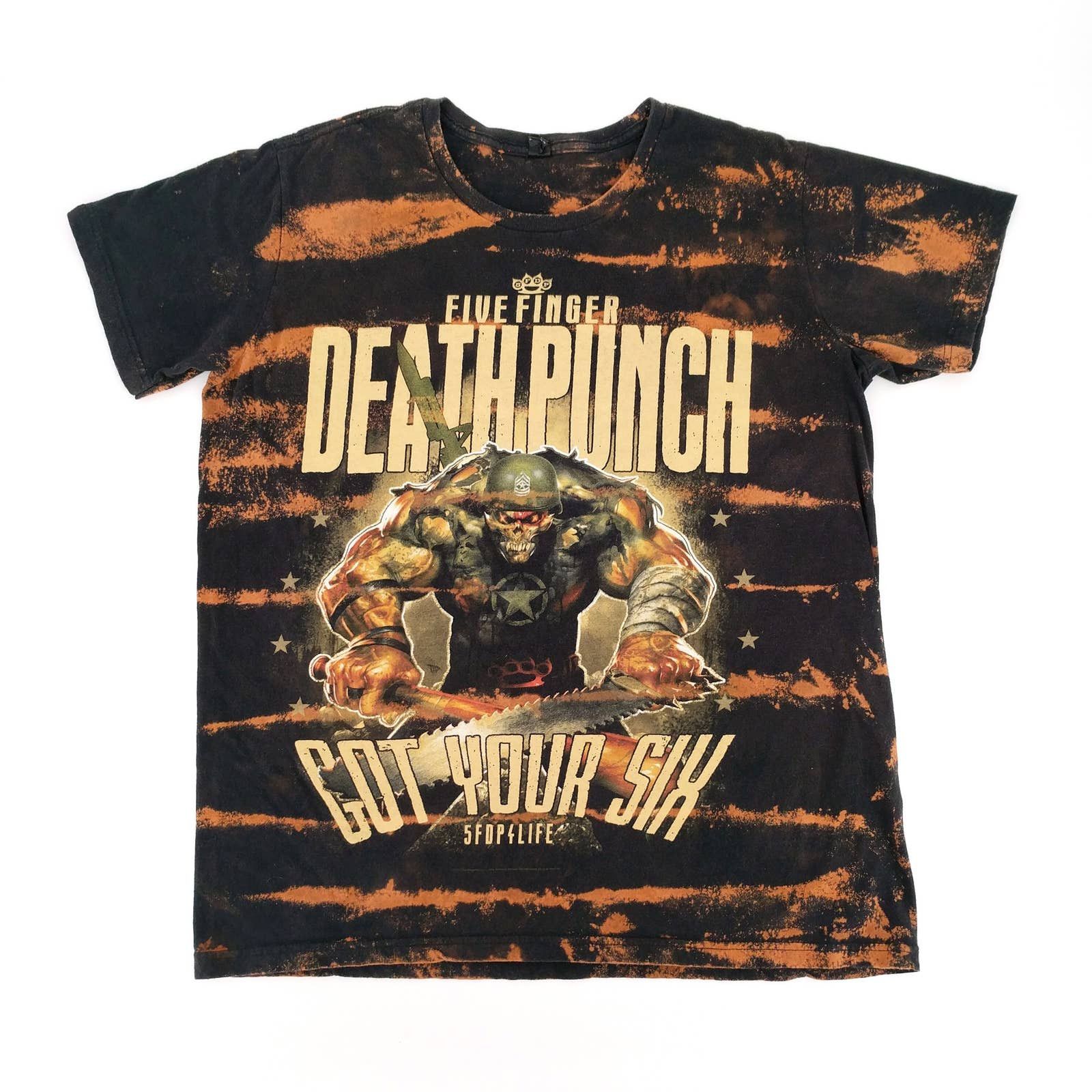 Band Tees Five Finger Death Punch Got Your Six Custom Bleach T Shirt Hoodie, Sweatshirt | FlexRushtees.com