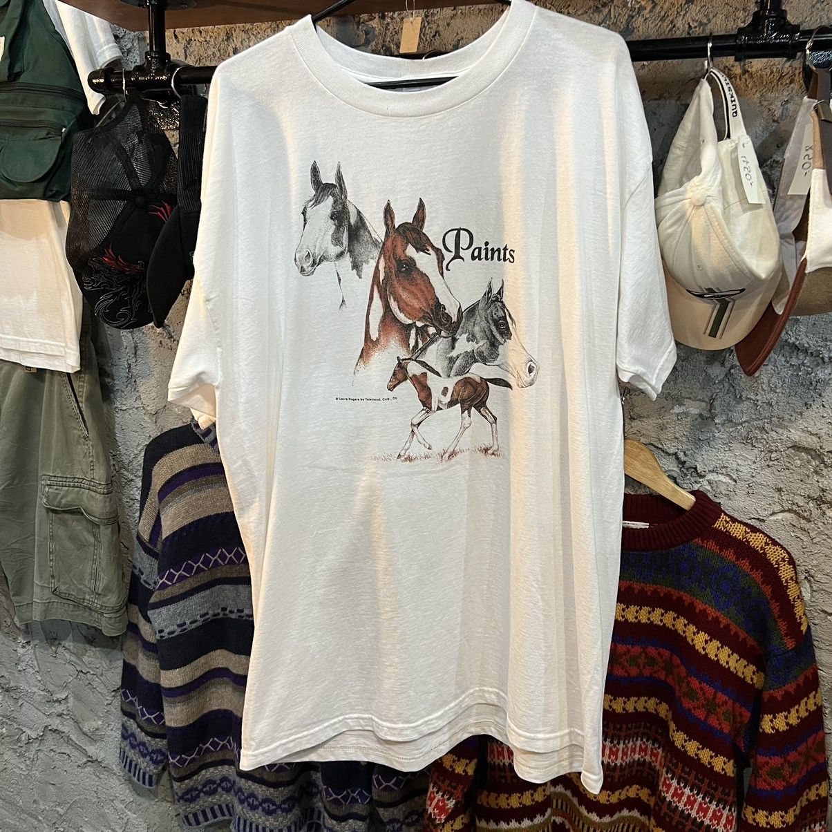 Designer X Vintage 90s Laura Rogers Horse Artist Print Paints Drawing T Shirt Hoodie, Sweatshirt | FlexRushtees.com